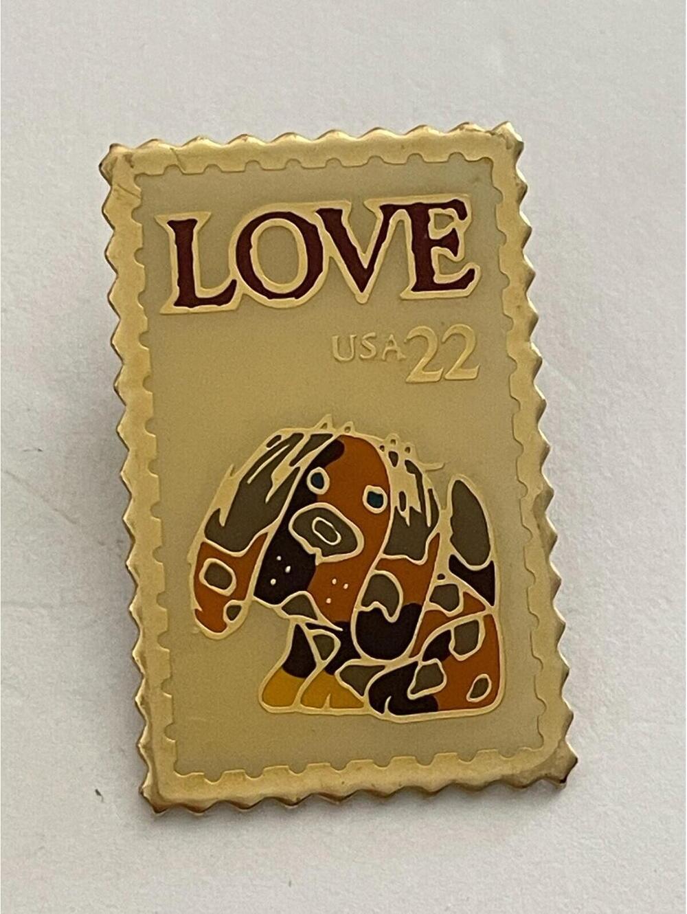 Love  Stamp Pin Puppy Dog 22 Cent Stamp Pin